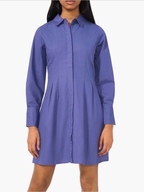 ✅NEW “Halogen” Long Sleeve Cotton Fit & Flare Shirtdress